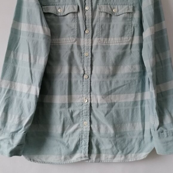J. Crew Womens Sky Blue Long Sleeve Striped Flannel Button up Shirt Size M - Picture 3 of 7